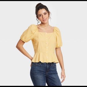 Women’s Puff Short Sleeve Peplum Blouse